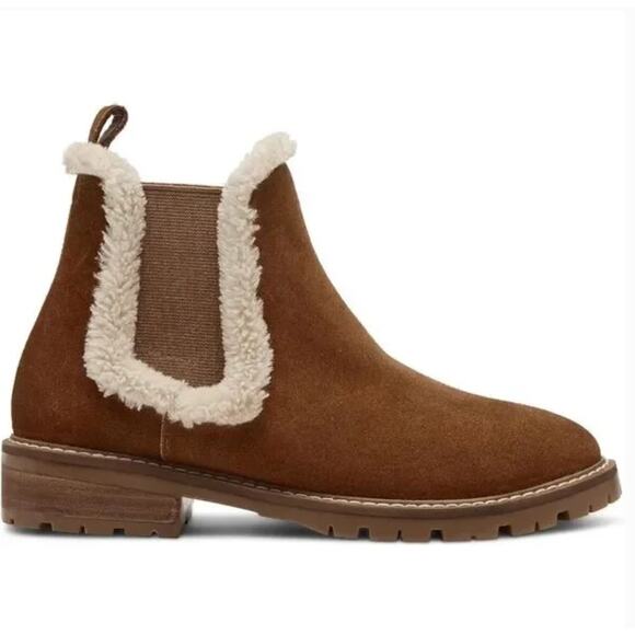 Steve Madden Leopold Boots 9 NWOT Brown Suede Ankle Booties Faux Fur - Picture 3 of 9